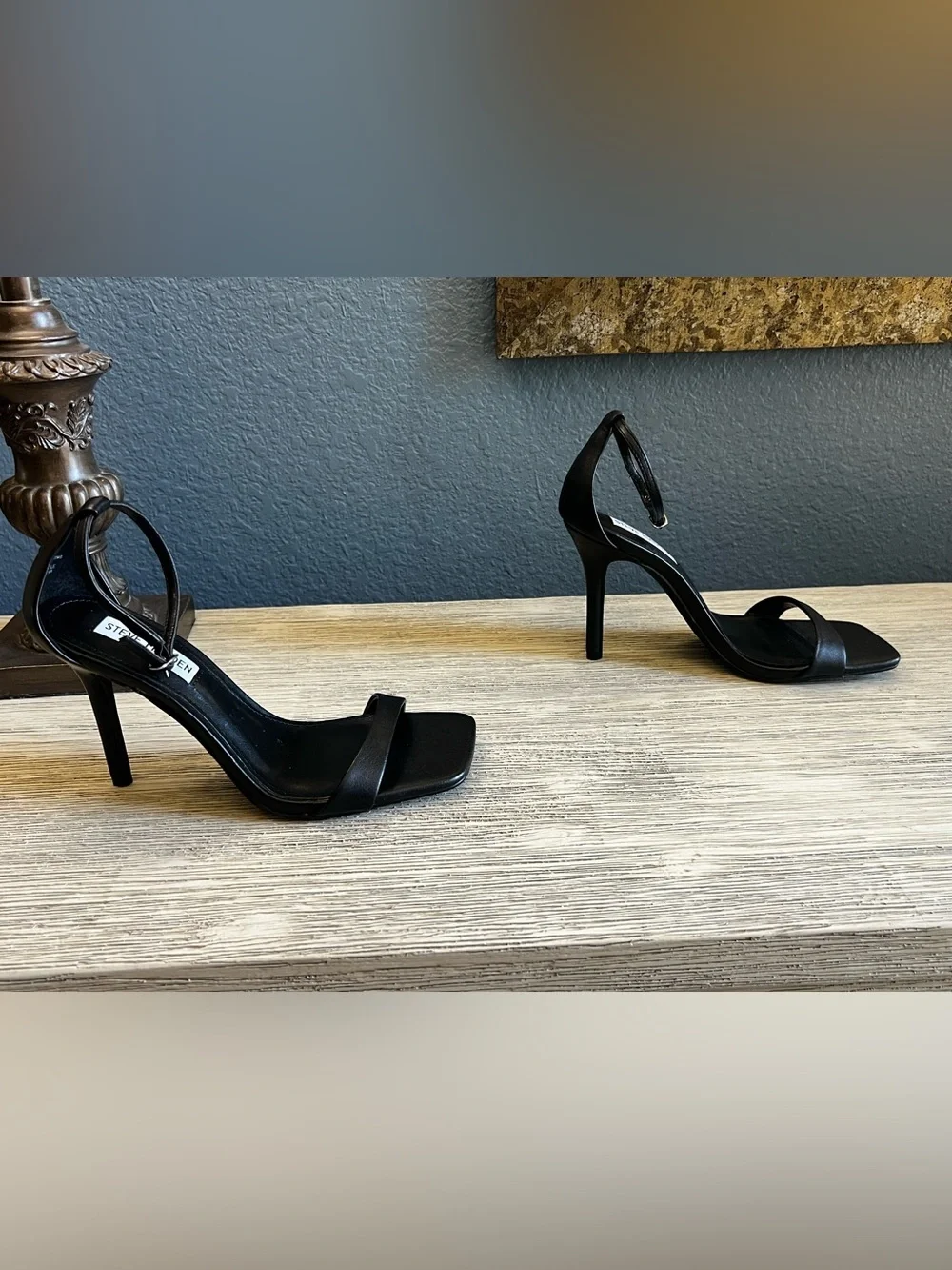 NEW!!! Steve Madden Black Leather Square-Toe Stiletto Heels